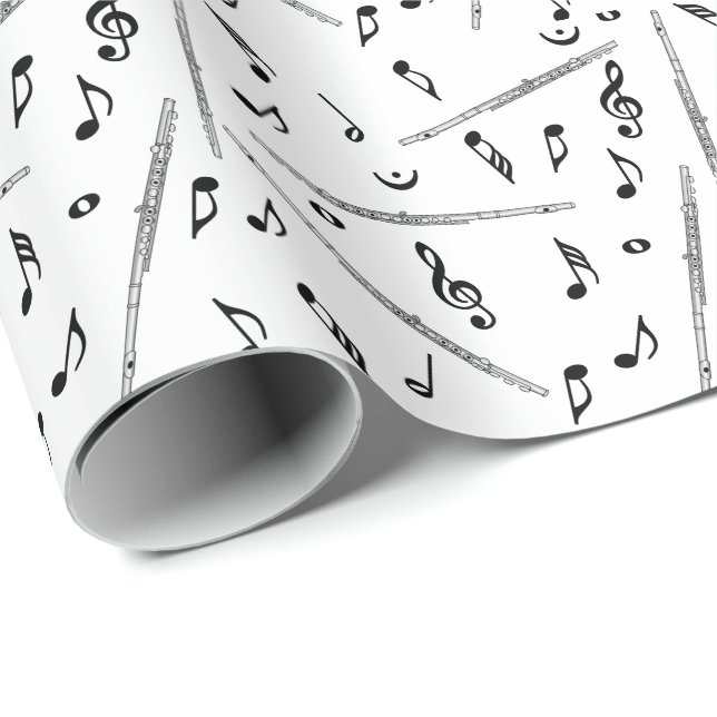Flute Music Note Mönster Presentpapper (Rullad Hörn)