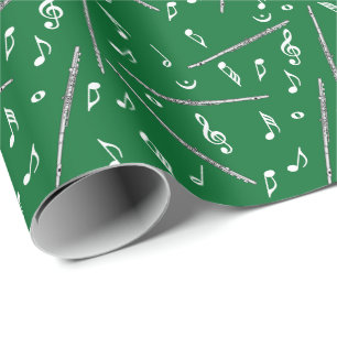 Flute Music Note Mönster Presentpapper