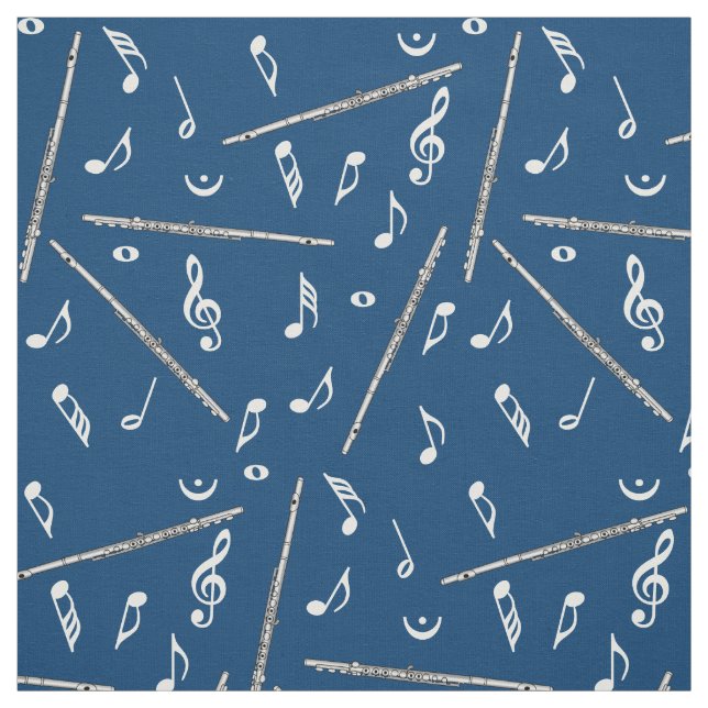 Flute Music Note Mönster Tyg (Provkarta)