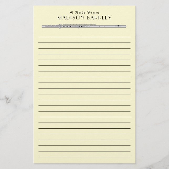 Flute Music Teacher Band Brevpapper (Framsida)