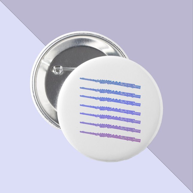 Flute Musical Instrument Rosa Lila Blue Knapp (A pin back button with pink, blue and purple flutes.)