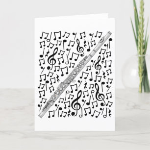 Flute Musik noter Flutist Woodwind Music Lärare Helgkort