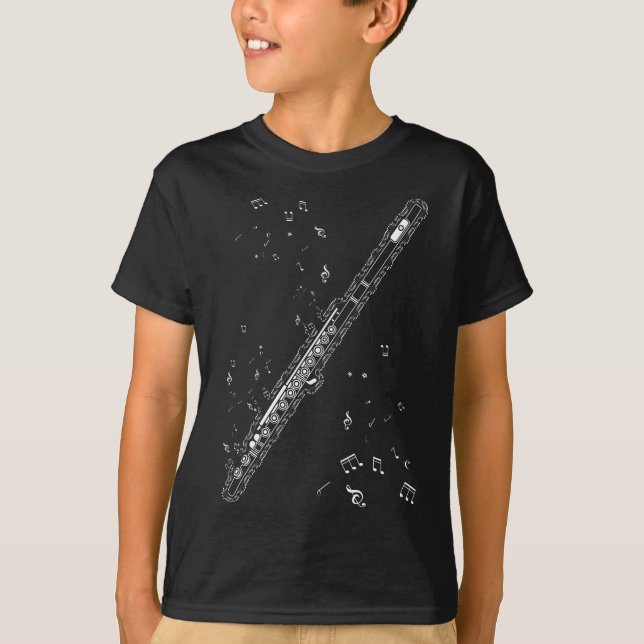 Flute Musik noter Instrument Musician Flutist T Shirt (Framsida)