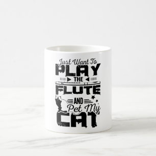 Flute och katt kaffemugg