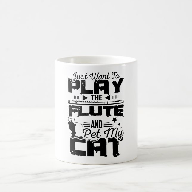 Flute och katt kaffemugg (Center)