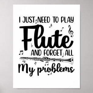 Flute Ord Musical Instrument Hobby Gift Poster