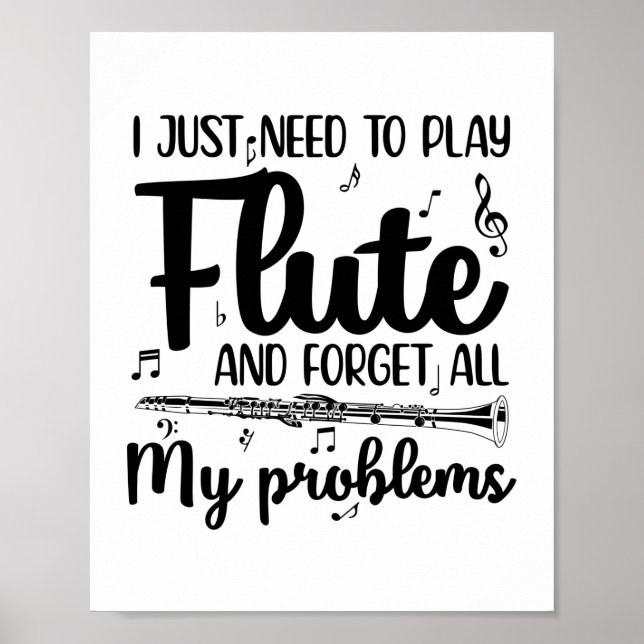 Flute Ord | Musical Instrument Hobby Gift Poster (Framsidan)