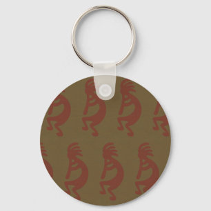 Flute Play Kokopelli - Red/Grönt Grönt/Red Nyckelring