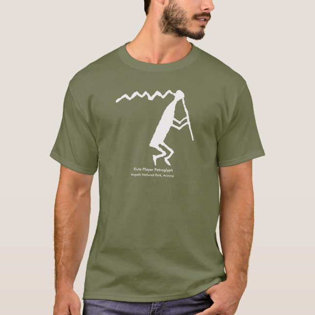 Flute Player Petroglyph Tee Shirt (Framsida)