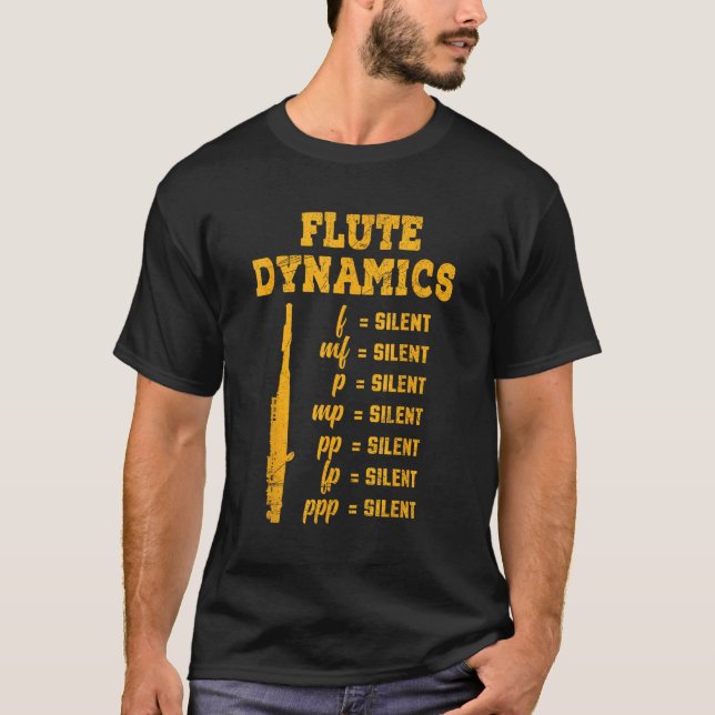 Flute Player Woodwind Instrument Musical Flutist M T Shirt (Framsida)