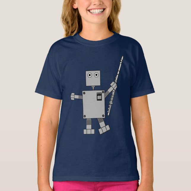 Flute Robot T Shirt (Framsida)