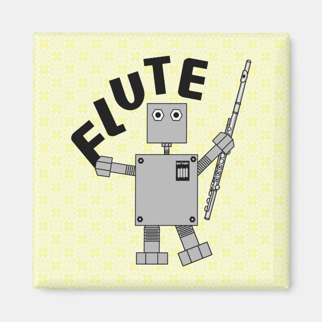 Flute Robot Text Magnet (Framsidan)