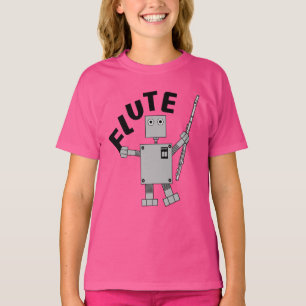 Flute Robot Text T Shirt