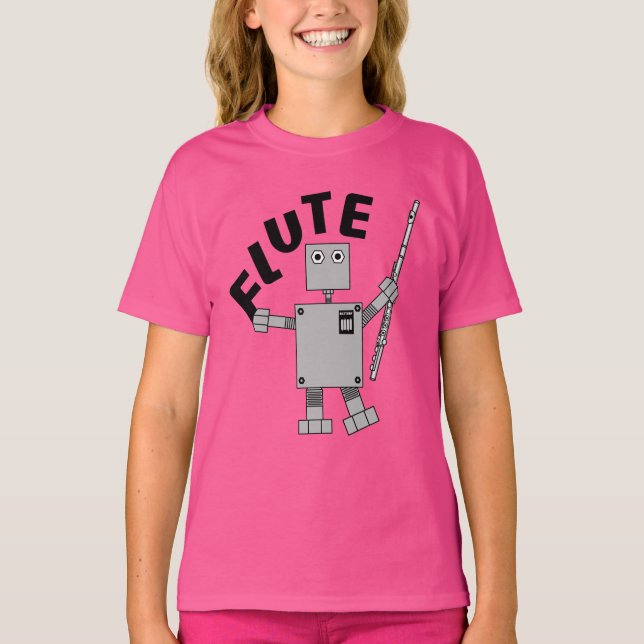 Flute Robot Text T Shirt (Framsida)