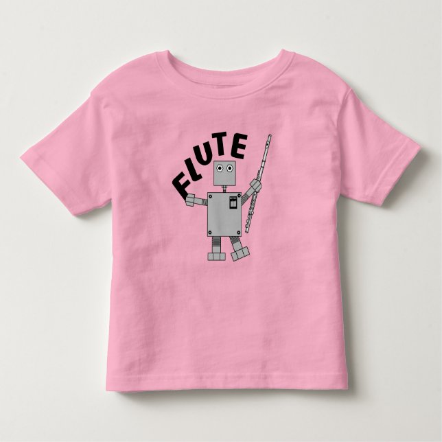 Flute Robot Text T Shirt (Framsida)