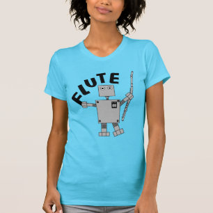 Flute Robot Text T Shirt