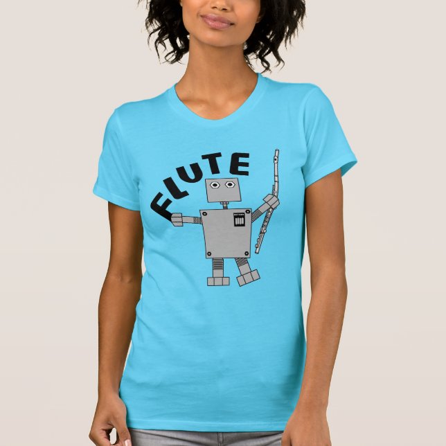 Flute Robot Text T Shirt (Framsida)