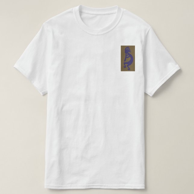 Flute Spela Kokopelli Figur - blått på Grönt T Shirt (Design framsida)