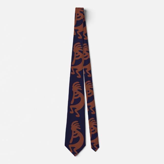 Flute Spela Kokopelli Figur - Blue on Rust Red Slips (Framsida)