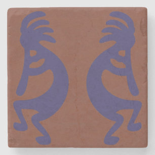 Flute Spela Kokopelli Figur - Blue on Rust Red Stenunderlägg