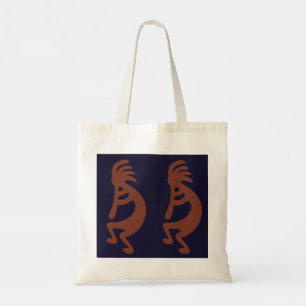 Flute Spela Kokopelli Figur - Blue on Rust Red Tygkasse