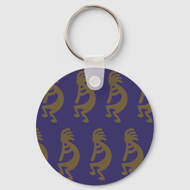 Flute Spela Kokopelli Figur - Grönt om Blue Nyckelring (Framsida)