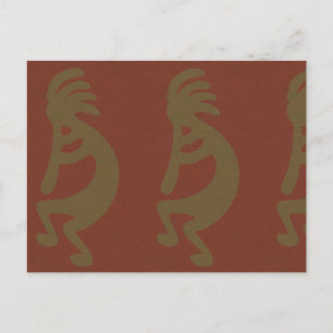 Flute Spela Kokopelli Figur, Grönt på Rust Red Vykort