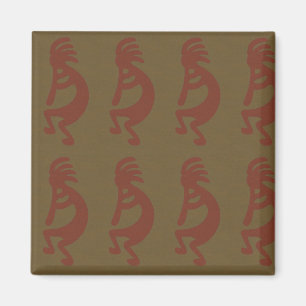 Flute Spela Kokopelli Figur - Röd på Grönten Magnet