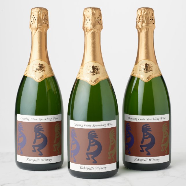 Flute Spela Kokopelli Figurer på Rust Red Champa (Flaskor)