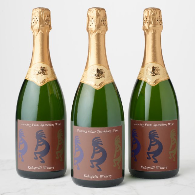 Flute Spela Kokopelli Figurer på Rust Red Champa (Flaskor)