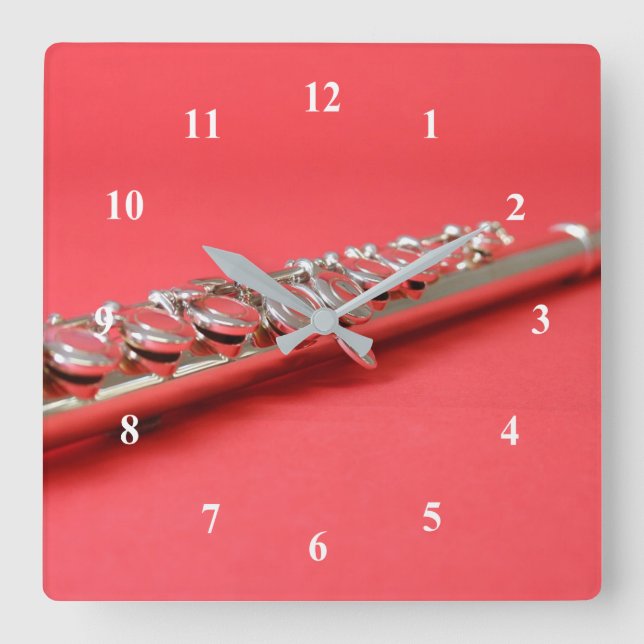 Flute student rosa skogsvindmusik fyrkantig klocka (Framsida)