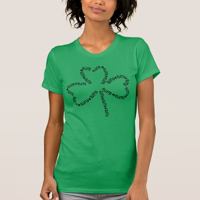 Flute Text Shamrock T Shirt (Framsida)