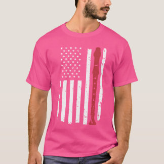 Flute USA flagga Musician Instrument Flutist Flute T Shirt