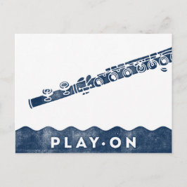 Flute vykort - Vintage Retro Navy Blue White