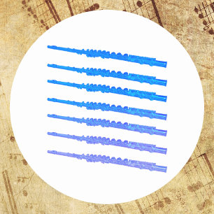 Flutes Blue Ombre Mönster Runt Klistermärke