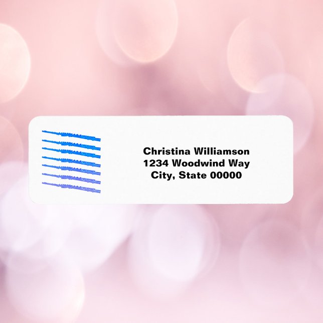 Flutes Blue Personalize Returadress Returadress Etikett (A return address label with blue flutes and text you can personalize!)