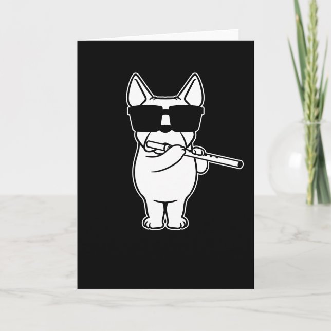 Flutist Flute Player-Hund med flute Kort (Framsida)