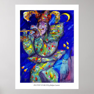FLUTIST I BLÅ / Venetiansk karnevalnatt Poster
