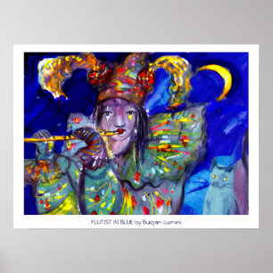FLUTIST I BLÅ / Venetiansk karnevalsnatt Poster
