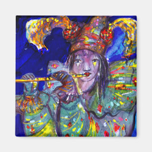 FLUTIST I BLÅTT/den Venetian karnevalnatten Magnet