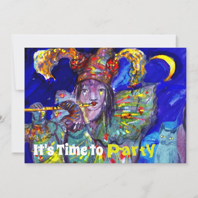 FLUTIST I BLUE Födelsedagsfest inbjudan (Framsida)