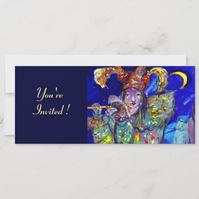 FLUTIST I BLUE Party Inbjudningar (Framsida)