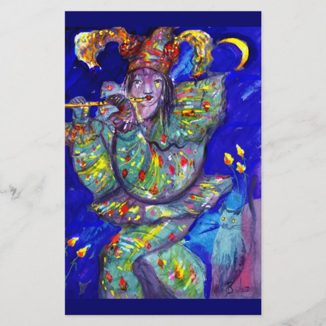 FLUTIST I BLUE / Venetisk karnivalkväll Brevpapper (Framsida)