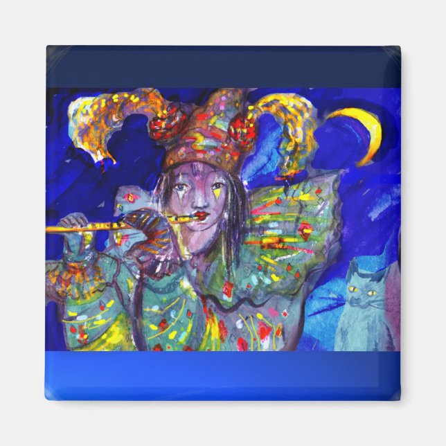 FLUTIST I BLUE / Venetisk karnivalkväll Magnet (Framsidan)