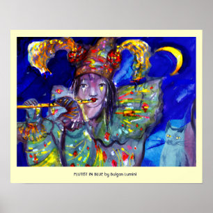 FLUTIST I BLUE / Venetisk karnivalkväll Poster