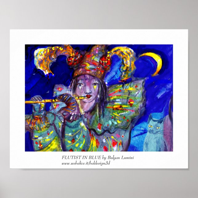 FLUTIST I BLUE / Venetisk karnivalkväll Poster (Framsidan)