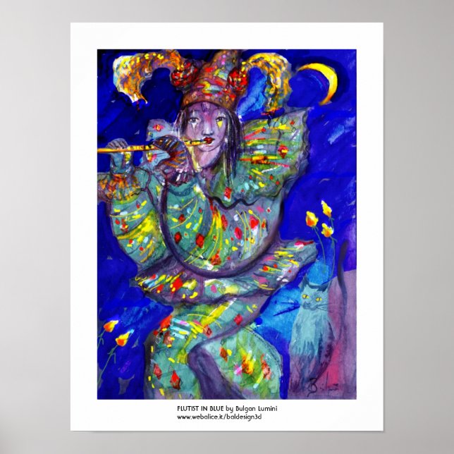 FLUTIST I BLUE / Venetisk karnivalkväll Poster (Framsidan)
