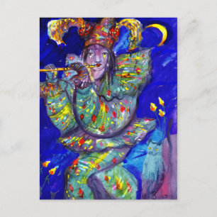 FLUTIST I BLUE / Venetisk karnivalkväll Vykort