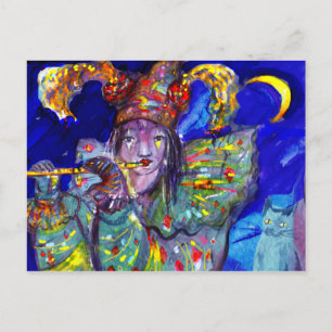 FLUTIST I BLUE / Venetisk karnivalkväll Vykort