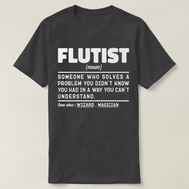 Flutist Noun Music Älskare Funny Instrument Player T Shirt (Design framsida)